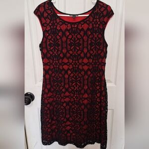 Elegant Black and Red Lace Dress